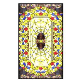 Yellow European Style Decorative Privacy Window Film Stained Static Window Decal No Glue Church Window Films,15x47 inch