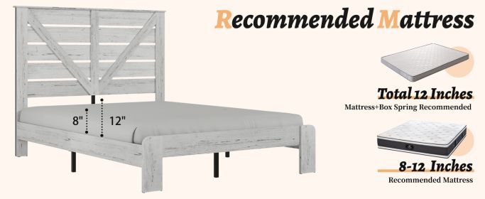 Queen Bed Frame Headboard , Wood Platform Bed Frame , Noise Free,No Box Spring Needed and Easy Assembly Tool,Large Under Bed Storage,White