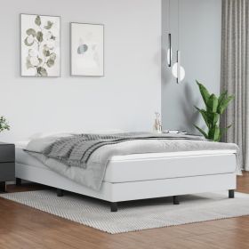 Bed Frame without Mattress White Full Faux Leather (US Only)
