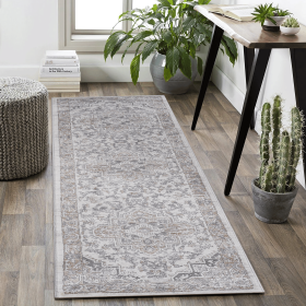 NAAR MARFI Collection 2X8 Ivory/Beige/Oriental Non-Shedding Living Room Bedroom Dining Home Office Stylish and Stain Resistant Area Rug