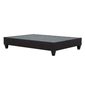 Modern Dark Grey Upholstered Platform Bed Frame, Queen