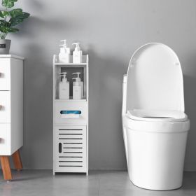 3-tier Bathroom Storage Cabinet with 2 Doors 23*23*80CM White