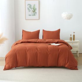 Queen Duvet Cover Set, 3 Pieces Solid Color Bedding Set with 1 Duvet Cover and 2 Pillow Shams, Comforter Not Included (Queen Size, Terracotta)