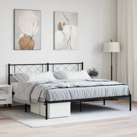 Metal Bed Frame without Mattress with Headboard Black 76"x79.9"