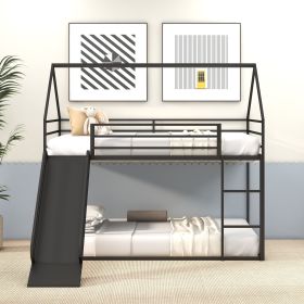 Twin over Twin House Bed with Ladder and Slider, House Bed, Bunk Bed