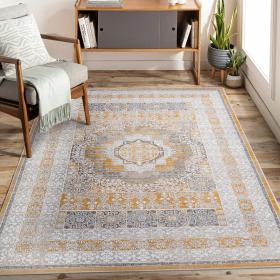 LOOM & LUXE Collection 6X9 Cream/Ivory /Medallion Non-Shedding Living Room Bedroom Dining Home Office Stylish and Stain Resistant Area Rug