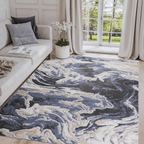 LOOM & LUXE Collection 6X9 L.Blue /Abstract Non-Shedding Living Room Bedroom Dining Home Office Stylish and Stain Resistant Area Rug