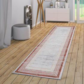 LOOM & LUXE Collection 2X8 Brown/Ivory/Bordered Non-Shedding Living Room Bedroom Dining Home Office Stylish and Stain Resistant Area Rug