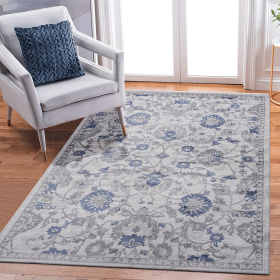 LOOM & LUXE Collection 8X10 Blue/Silver/Oriental Non-Shedding Living Room Bedroom Dining Home Office Stylish and Stain Resistant Area Rug