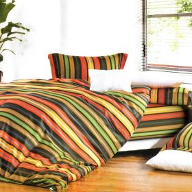 Blancho Bedding - [Colorful Stripe] Luxury 5PC Comforter Set Combo 300GSM (Queen Size)