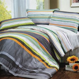 Blancho Bedding - [Tonal Stripe] Luxury 5PC Comforter Set Combo 300GSM (Queen Size)