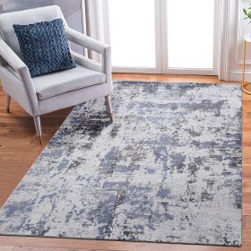 6X9 Grey/Denim /Abstract Non-Shedding Living Room Bedroom Dining Home Office Stylish and Stain Resistant Area Rug