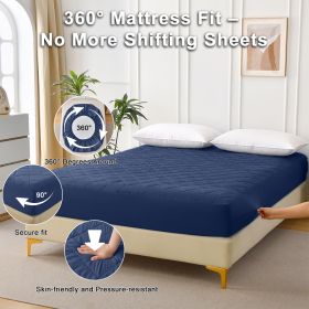Diamond Grid Ultrasonic Waterproof Mattress Protector (Option: Navy blue-K)