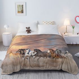 3D Horse Printed Flannel Throw Blanket For Girls Women Running Horse Throw Blanket Fleece Blankets With Horses On Them Flannel Blanket Cool Horse (Option: 150x200cm-Multicolor)