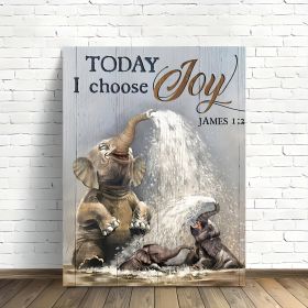 1pcs Canvas Painting With Wood Frame, Ready To Hang, Funny Elephant Bathroom Cute Elephant Wild Animal Wall Art Print For Home Decoration, Living (Option: 16x12inch)